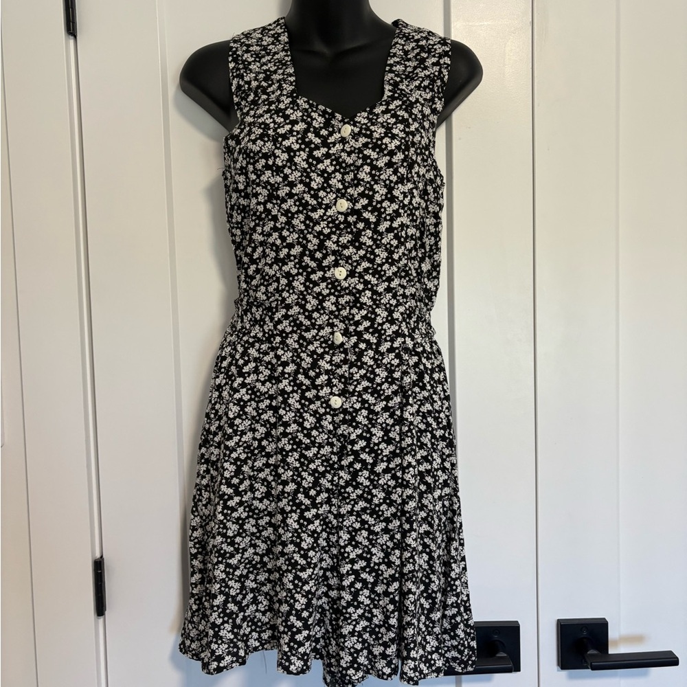 Vintage Dominique Sleeveless‎ Floral Print Button Down Romper Size Small